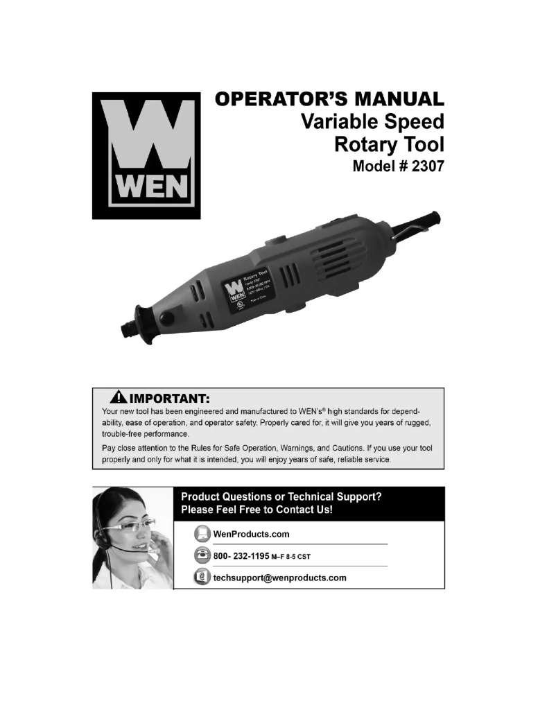 Page n°1 - Manuel utilisateur WEN 2307