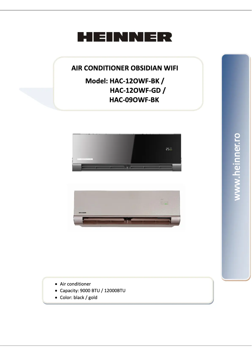 Image de la première page du manuel de l'appareil HAC-12OWF-GD