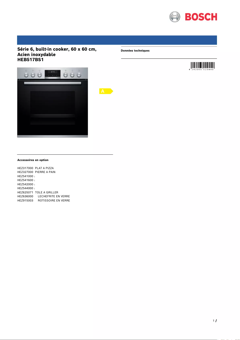 Imagen de la primera página del manual del dispositivo HEB517BS1