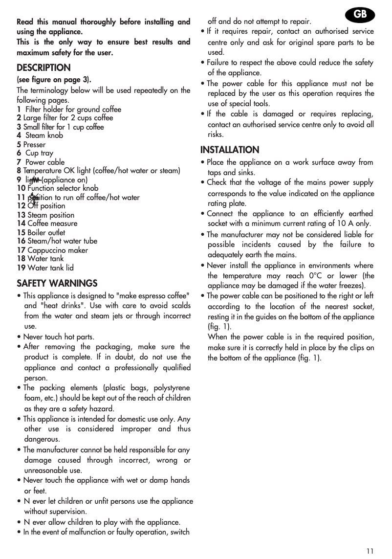 Page n°1 - Manuel utilisateur DeLonghi PMR2005.CC