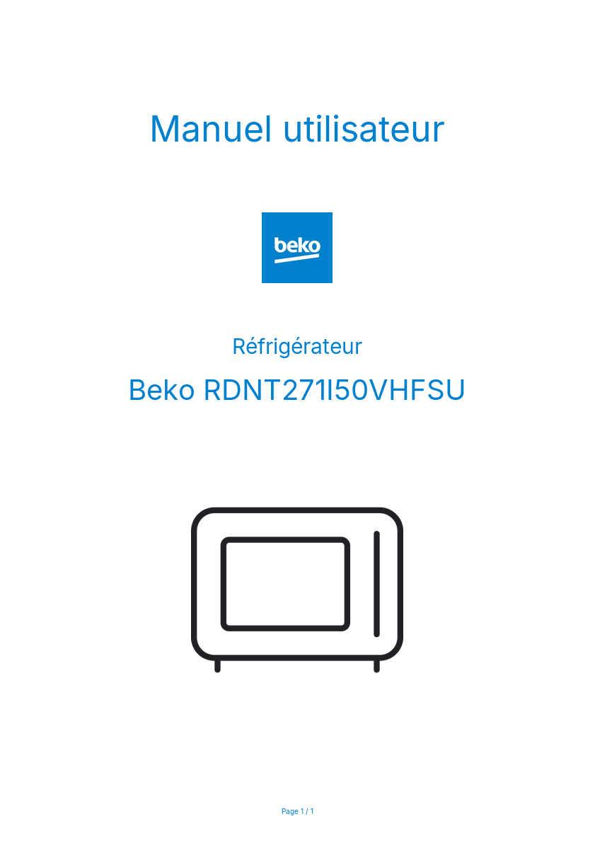 Page n°1 - Manuel utilisateur Beko RDNT271I50VHFSU