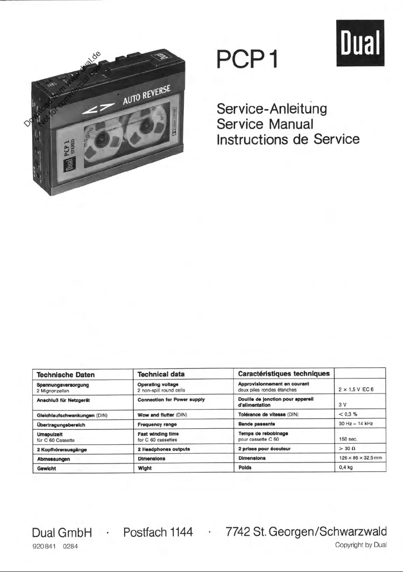Image de la première page du manuel de l'appareil PCP 1