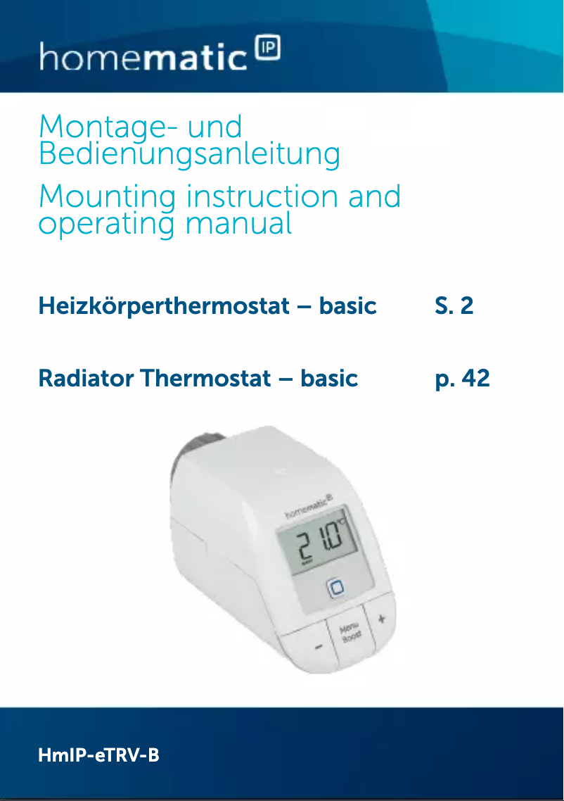 Page 1 de la notice Manuel utilisateur eQ-3 HmIP-eTRV-B