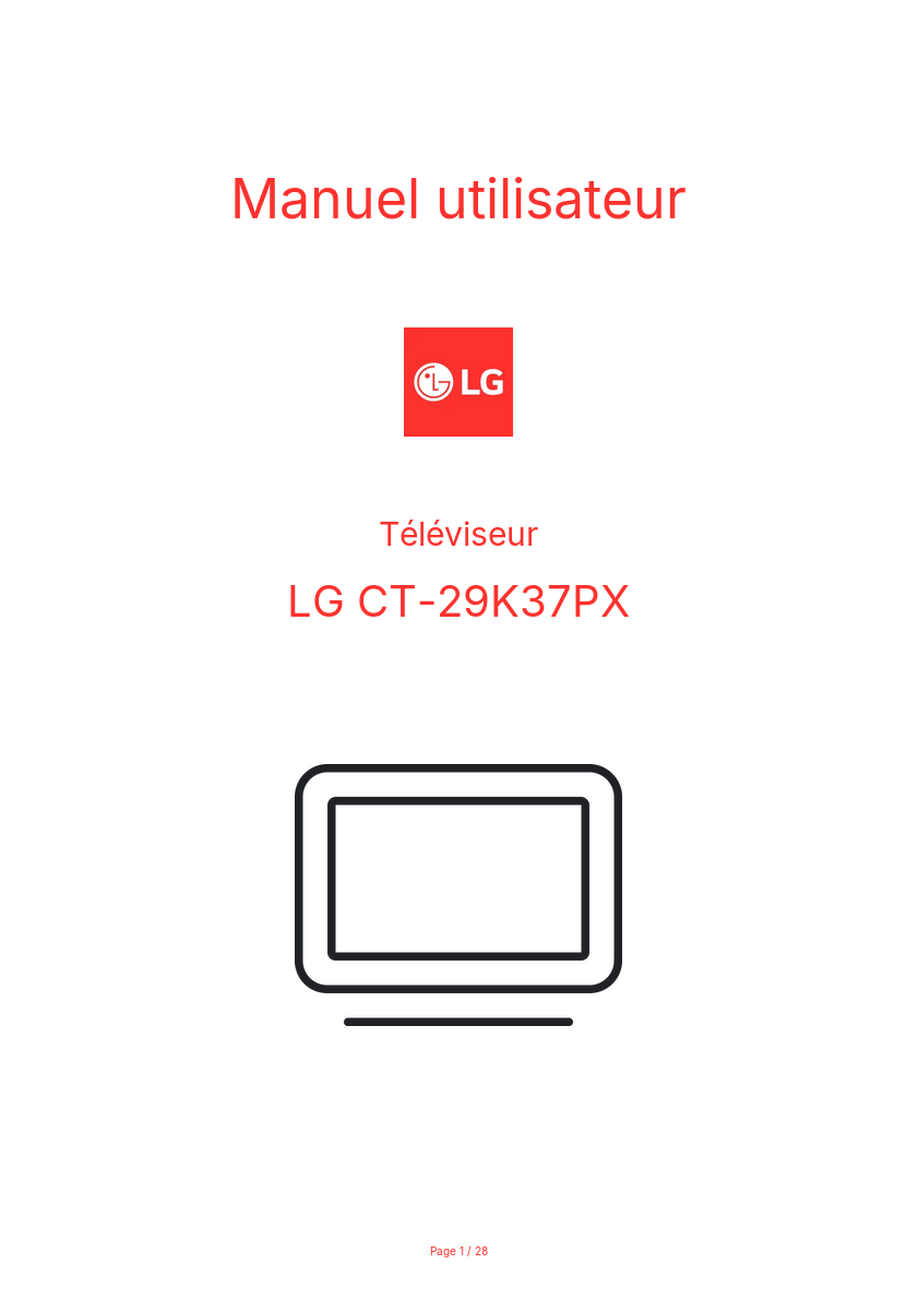 Page n°1 - Manuel utilisateur LG CT-29K37PX