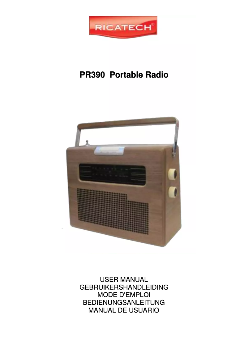 Image de la première page du manuel de l'appareil PR390