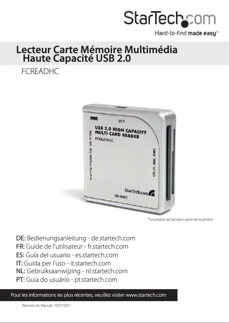 Page 1 de la notice Manuel utilisateur StarTech.com FCREADHC