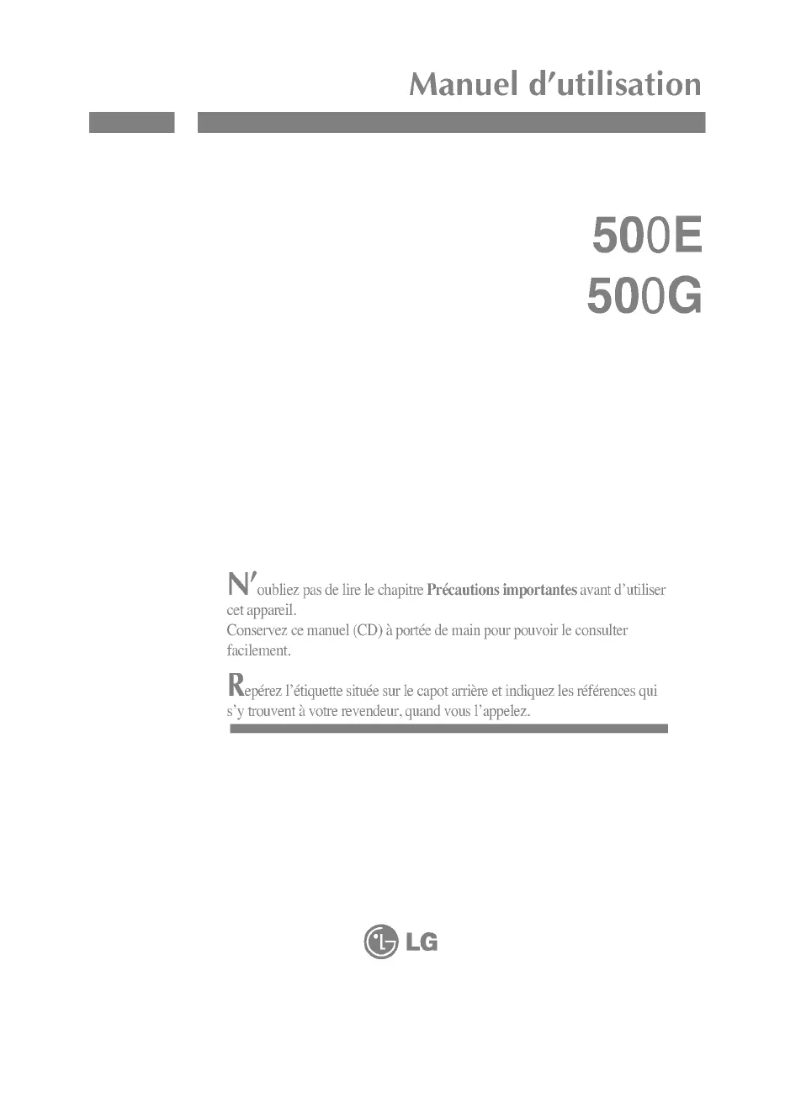 Page n°1 - Manuel utilisateur LG 500E