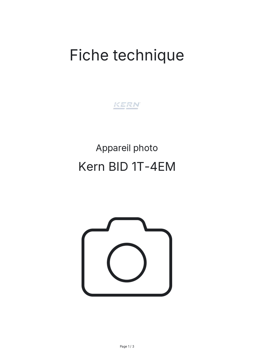 Page n°1 - Fiche technique Kern BID 1T-4EM