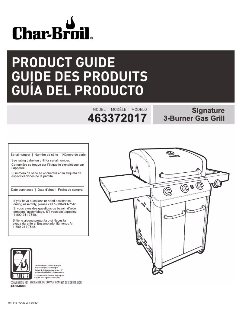 Page 1 of the manual User Manual Char-Broil 463372017