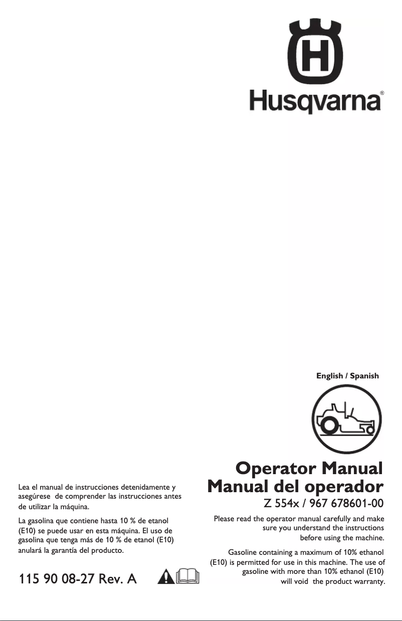 Page n°1 - Manuel utilisateur Husqvarna Z 554