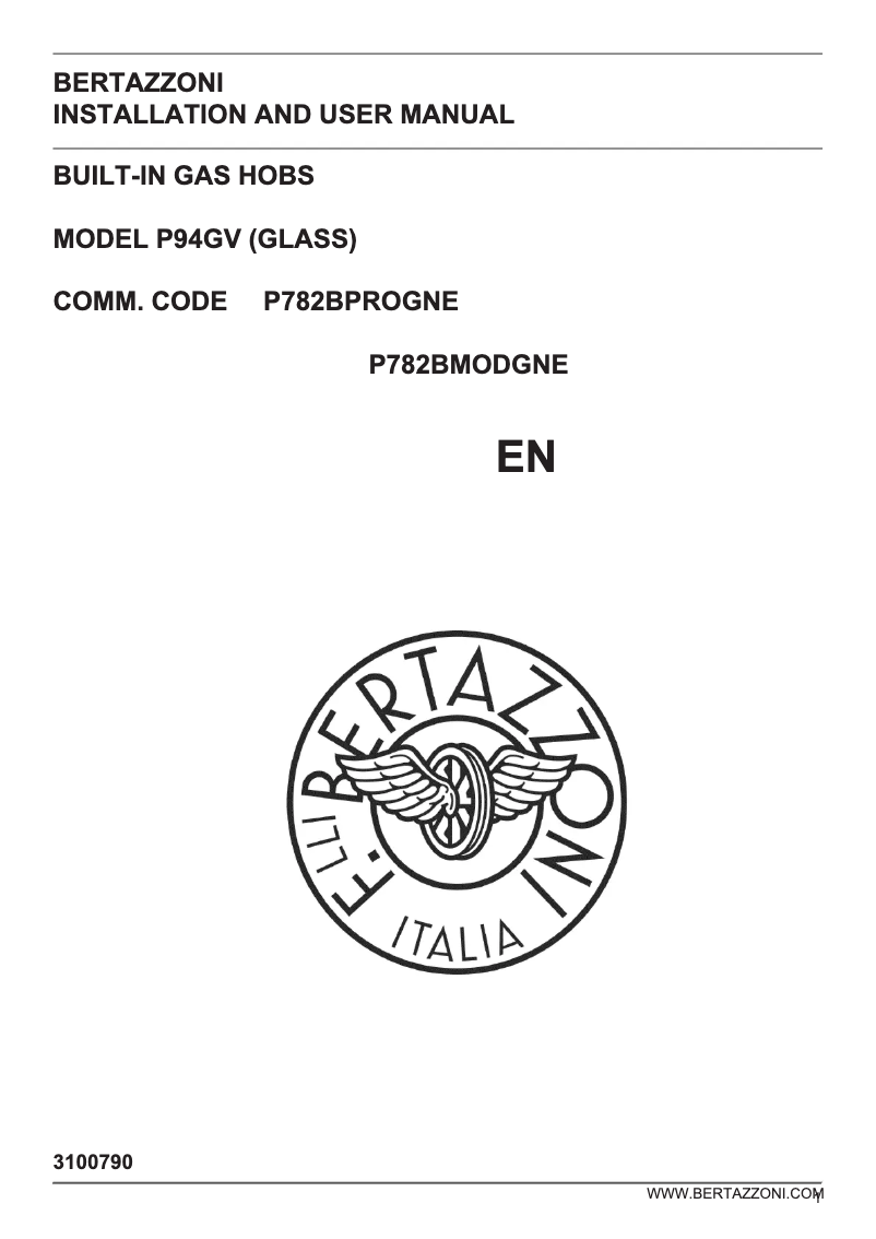Page 1 de la notice Guide d'installation Bertazzoni P782BPROGNE