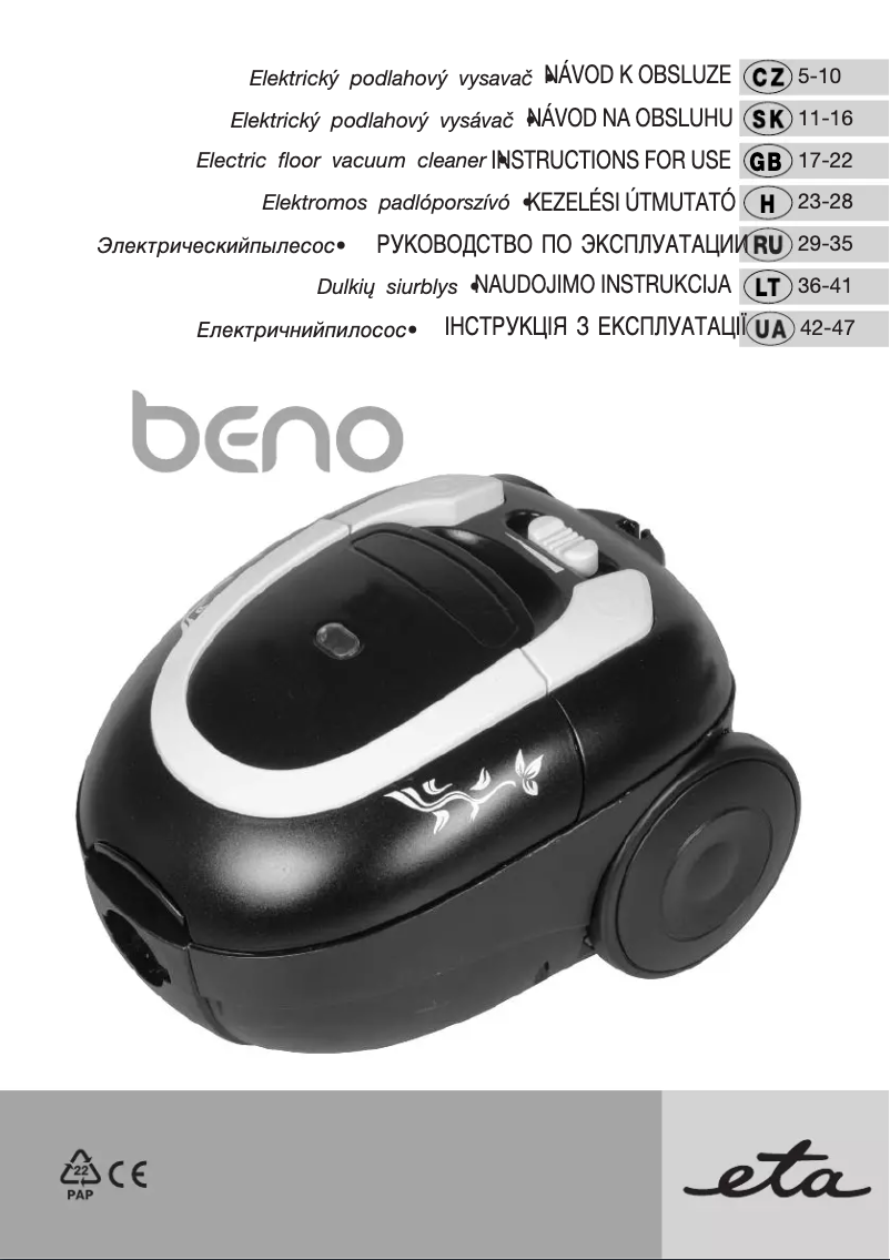 Page 1 de la notice Manuel utilisateur Eta Beno