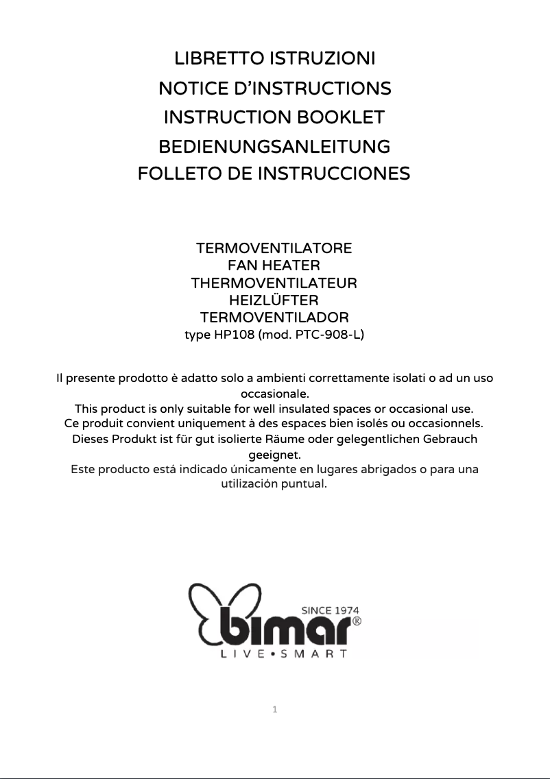 Page 1 de la notice Manuel utilisateur Bimar HP108