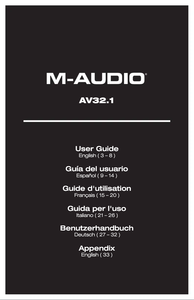 Page 1 de la notice Manuel utilisateur M-Audio AV32.1