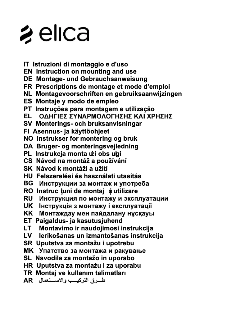 Página 1 del manual Manual de usuario Elica Missy WH A/60