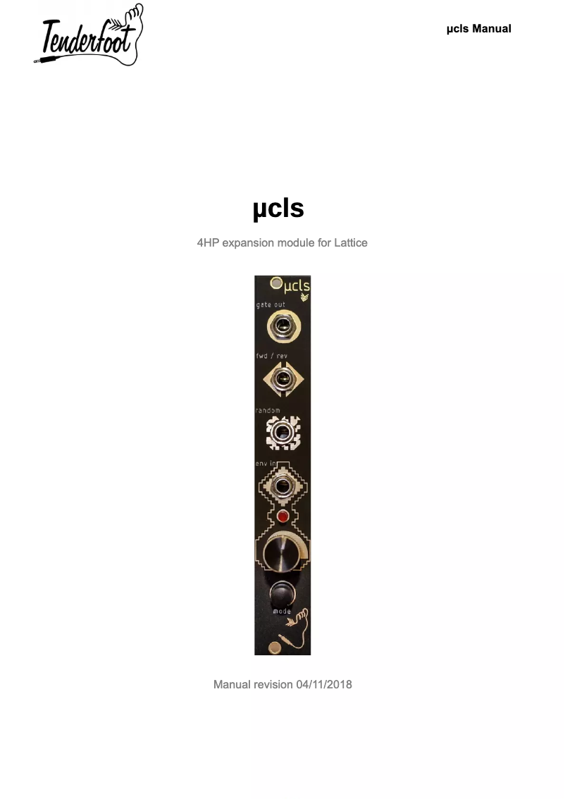 Page n°1 - Manuel utilisateur Tenderfoot Electronics µcls