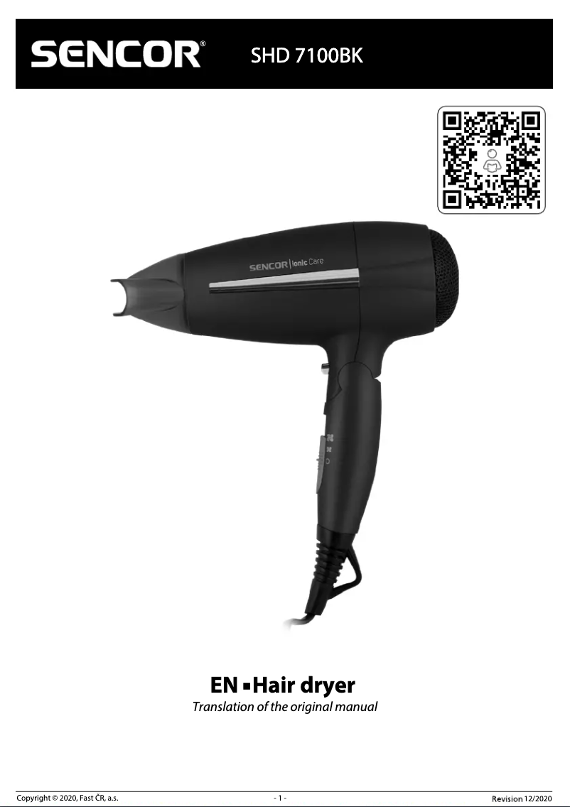 Page 1 de la notice Manuel utilisateur Sencor SHD 7100BK