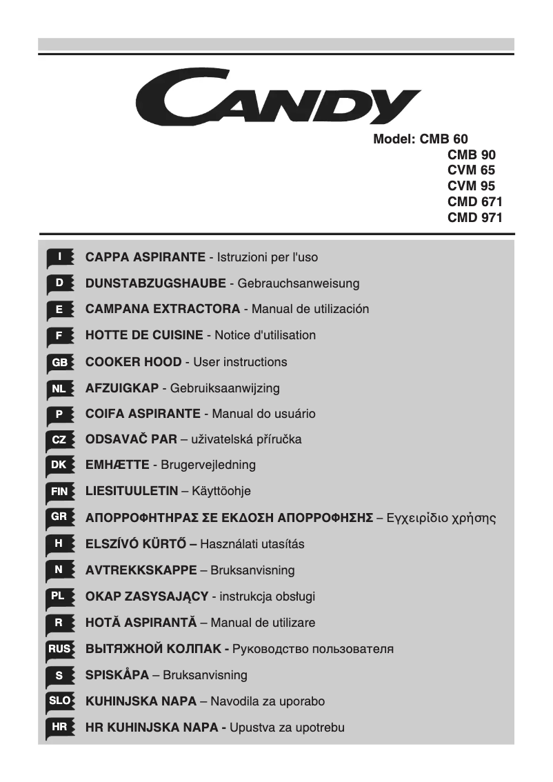 Page n°1 - Manuel utilisateur Candy CMB 60 X