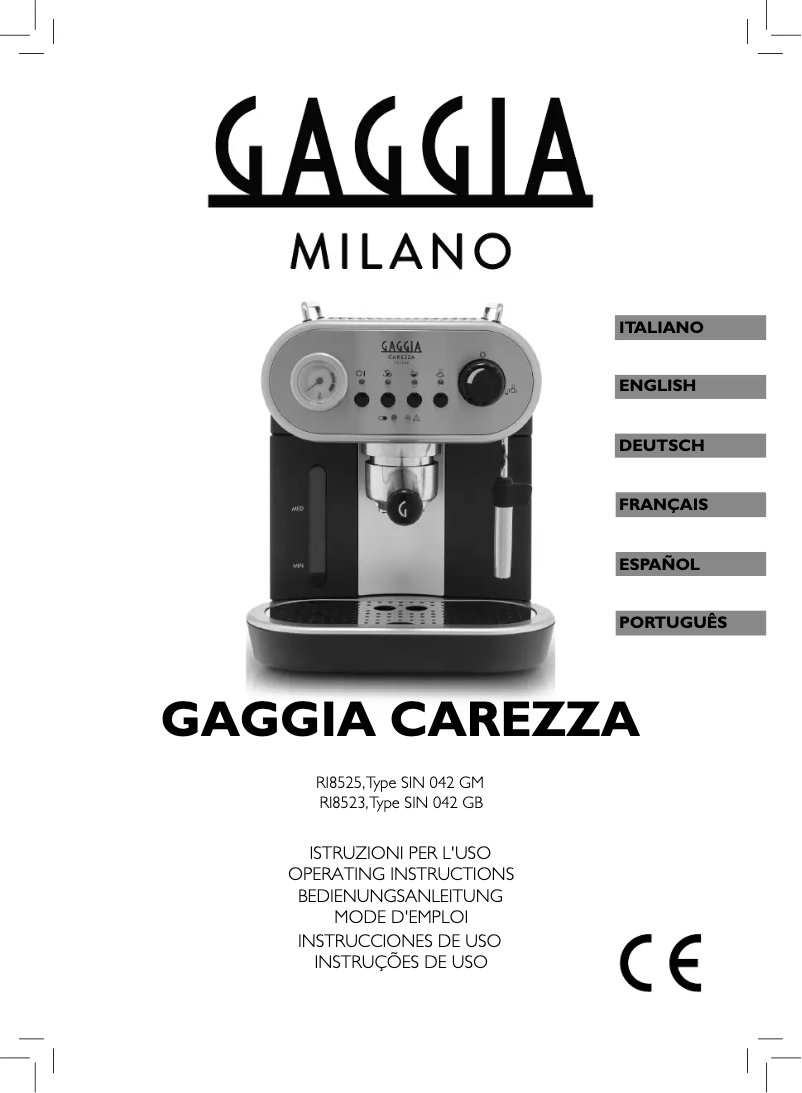 Page 1 de la notice Manuel utilisateur Gaggia Carezza RI8523