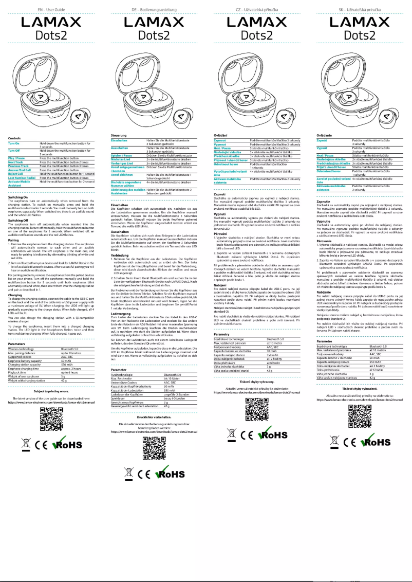 Page 1 de la notice Manuel utilisateur Lamax Dots2
