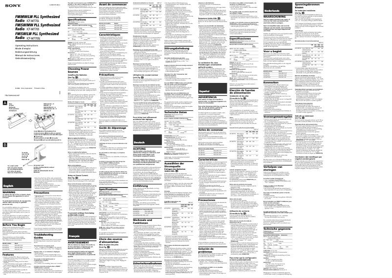 Page 1 de la notice Manuel utilisateur Sony ICF-M770SL