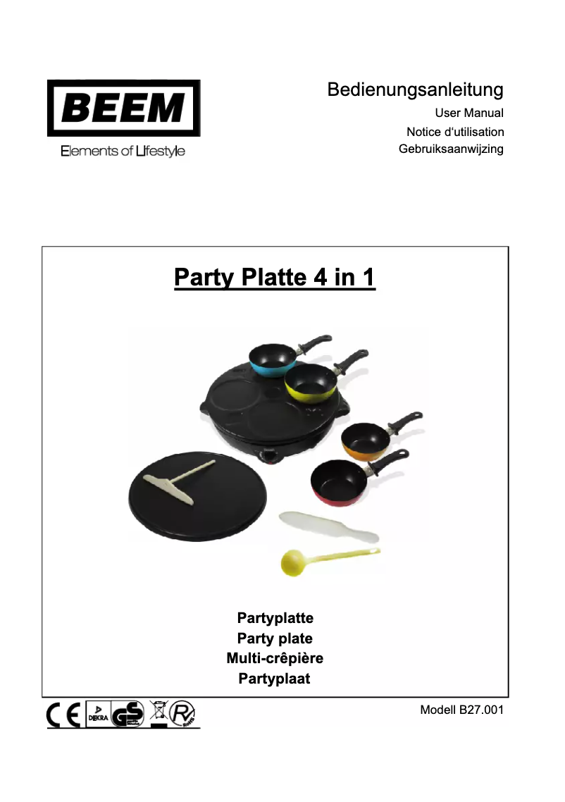 Página 1 del manual Manual de usuario BEEM Party Platte 4 in 1 B27.001