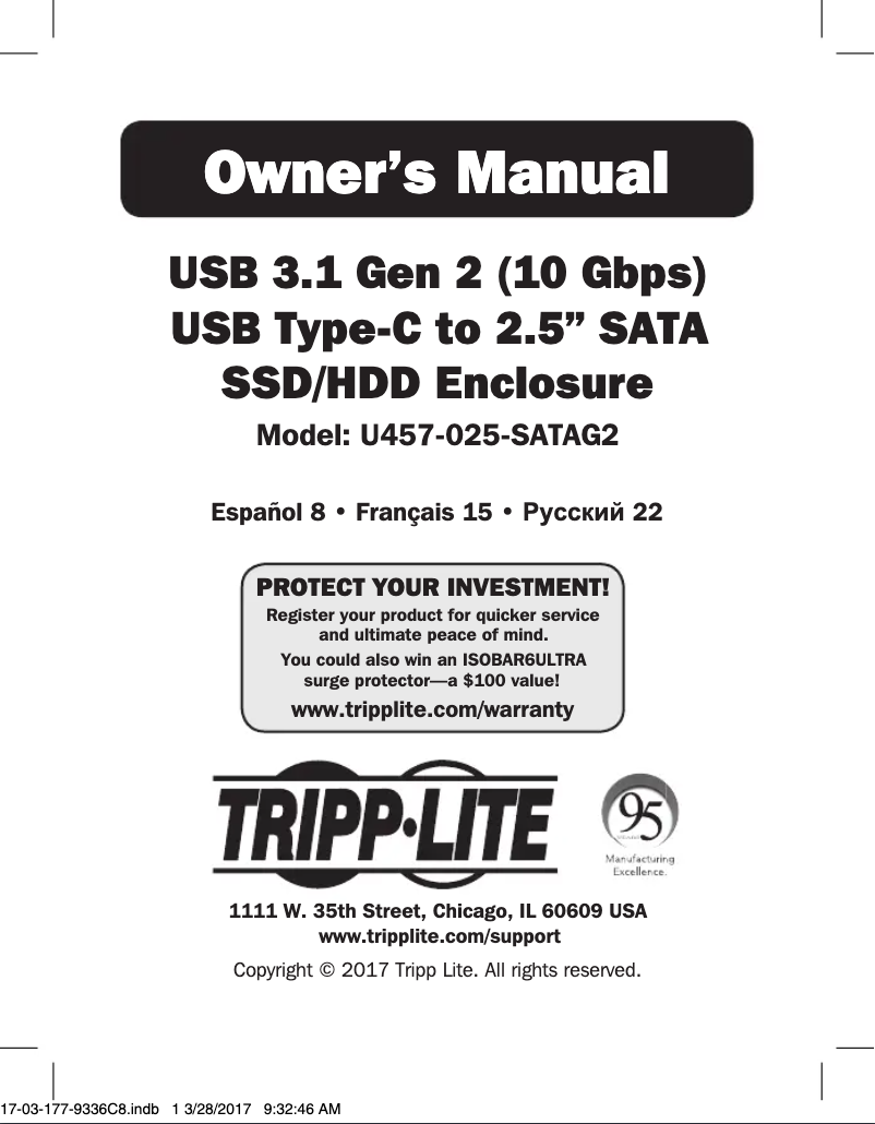 Página 1 del manual Manual de usuario Tripp Lite U457-025-SATAG2