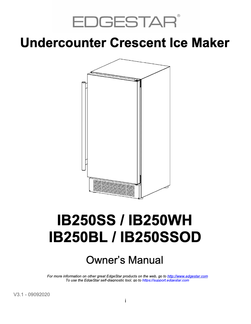 Page 1 de la notice Guide d'installation EdgeStar IB250SSOD
