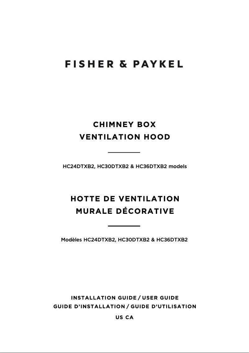 Page n°1 - Guide d'installation Fisher & Paykel HC24DTXB2_N