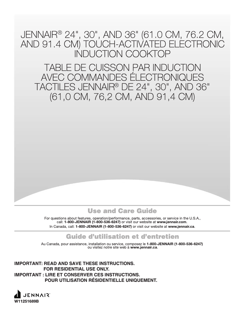 Page n°1 - Manuel d'utilisation et d'entretien JennAir JIC4724HB