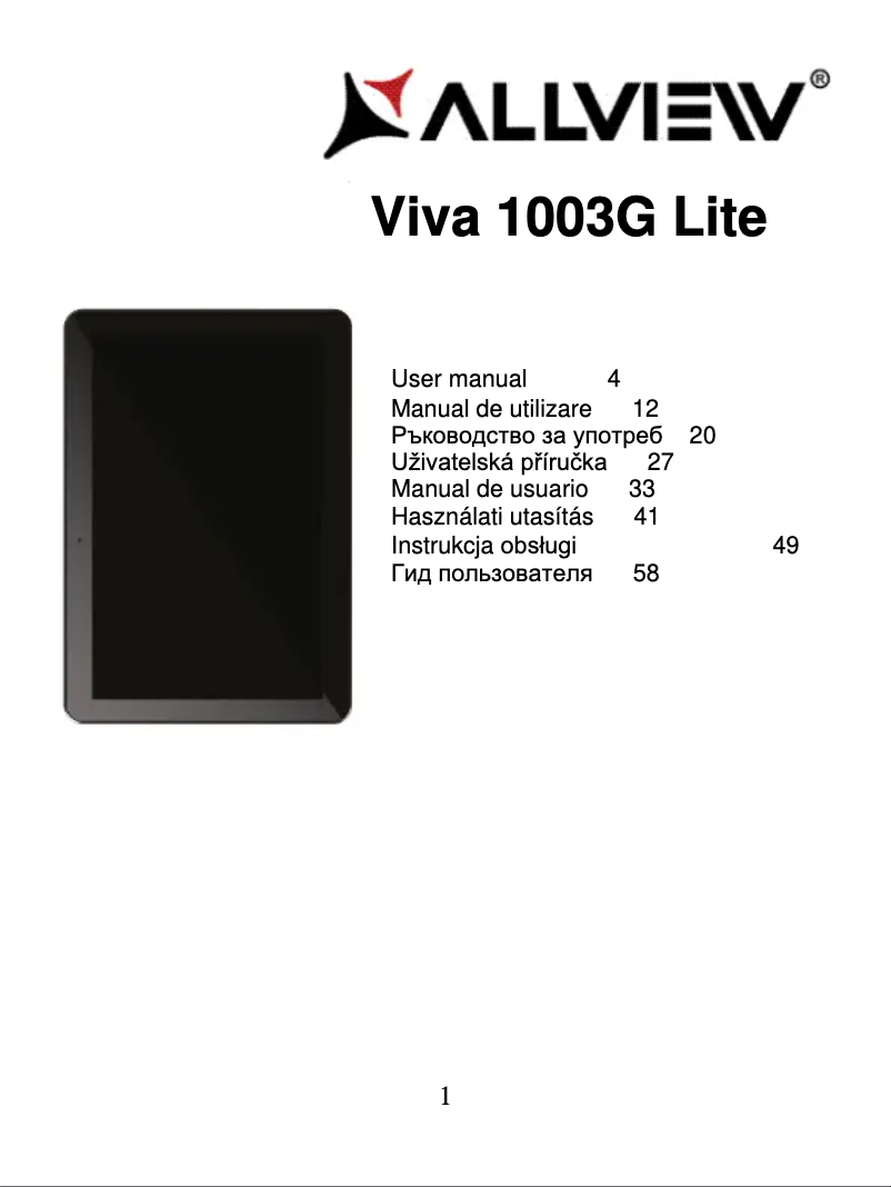 Page n°1 - Manuel utilisateur Allview Viva 1003G Lite