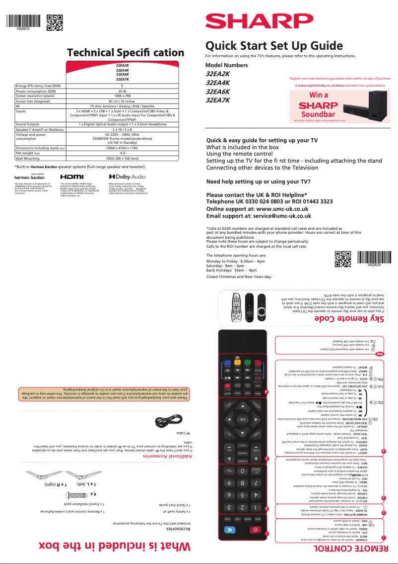 Page n°1 - Guide de démarrage rapide Sharp 32EA2K