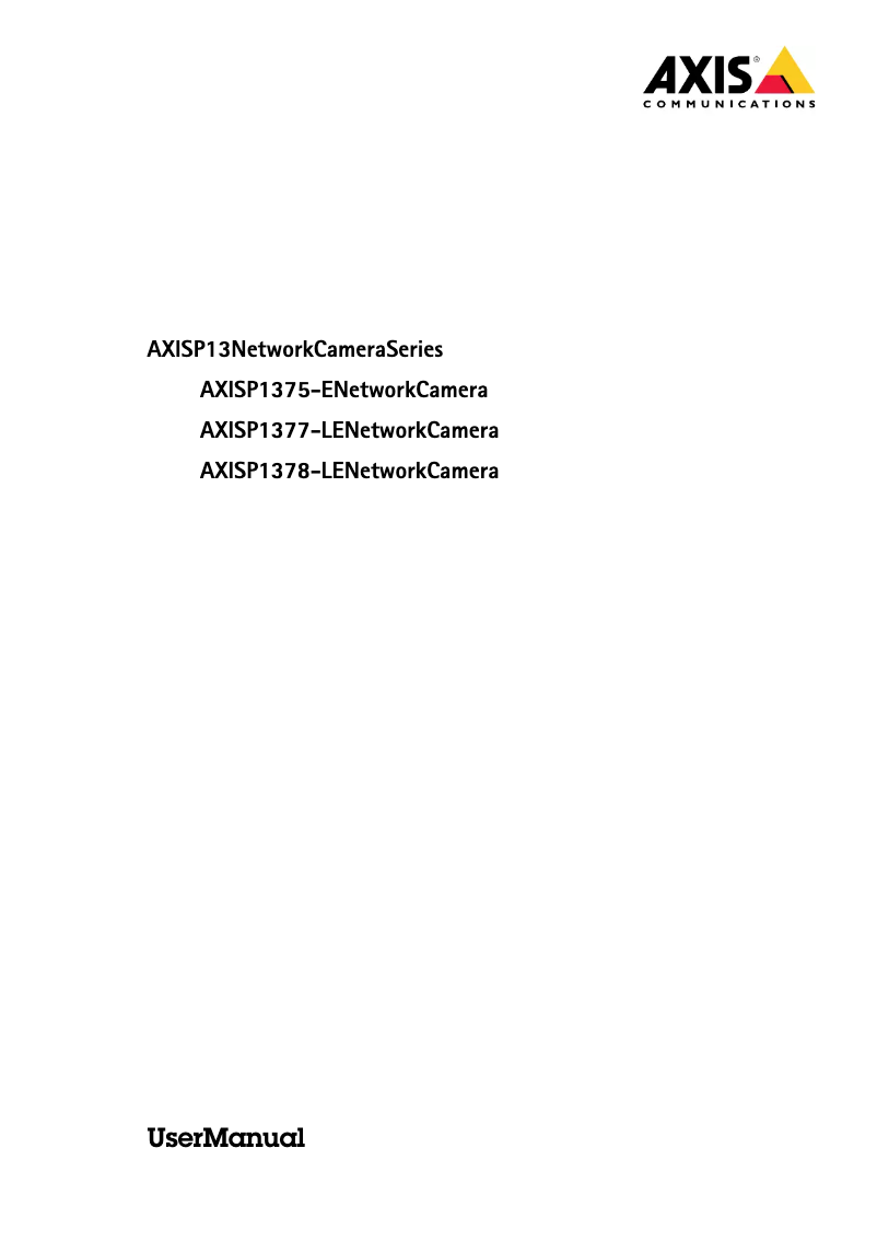 Page n°1 - Manuel utilisateur Axis P1378-LE