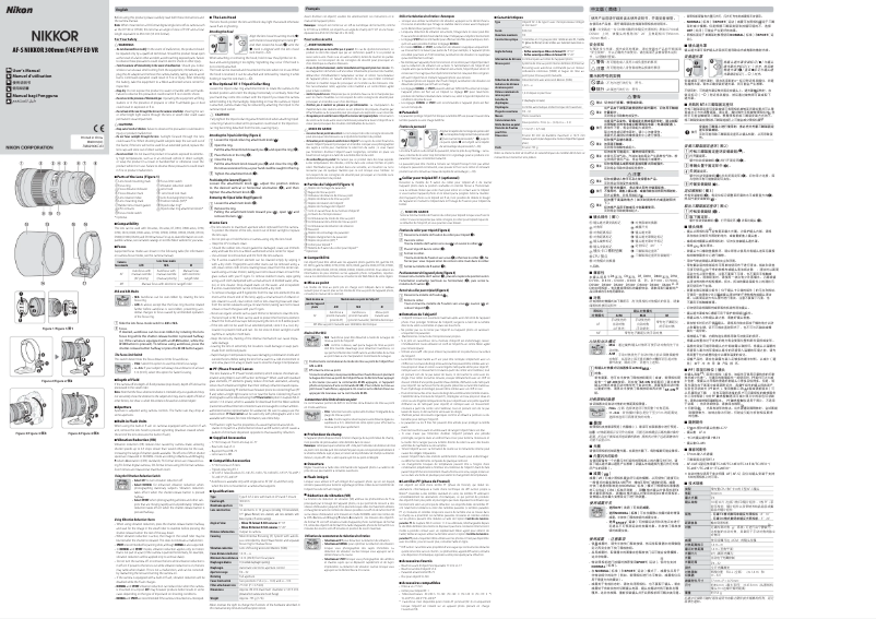 Image de la première page du manuel de l'appareil AF-S Nikkor 300mm f/4E PF ED VR