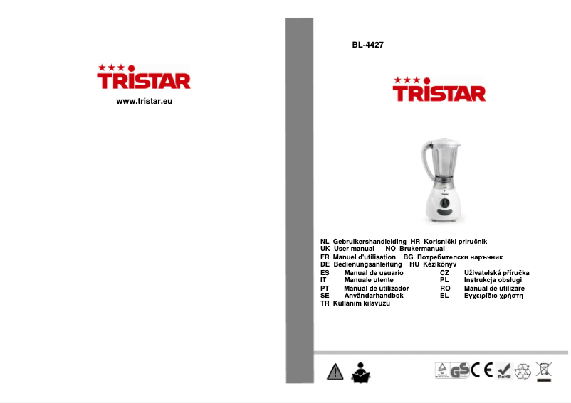 Page 1 de la notice Manuel utilisateur TriStar BL-4427