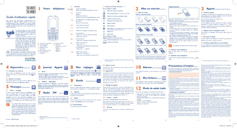 Page 1 de la notice Manuel utilisateur Alcatel One Touch 1040D