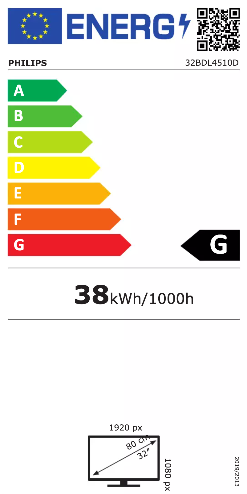 Page 1 of the manual Energy Label Philips 32BDL4510D