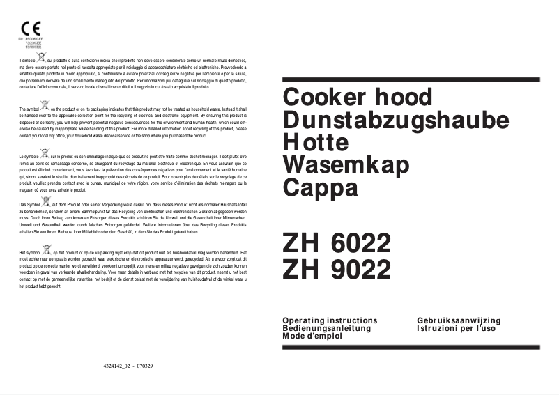 Image de la première page du manuel de l'appareil ZH 6022 W