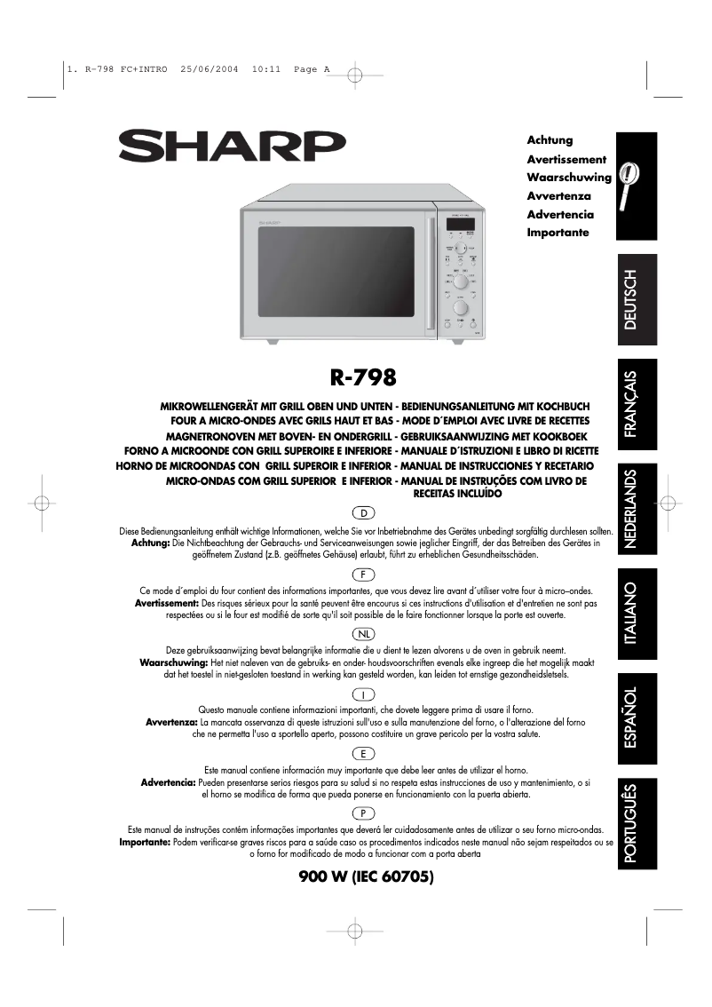 Page n°1 - Manuel utilisateur Sharp R798