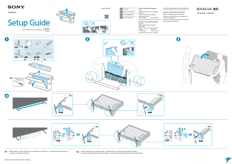 Page 1 de la notice Guide d'installation Sony XR-55X90L