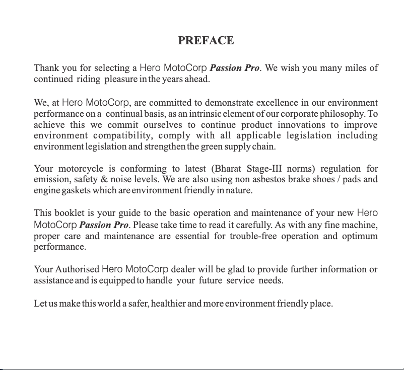 Page 1 of the manual User Manual Hero Passion Pro TR (2014)