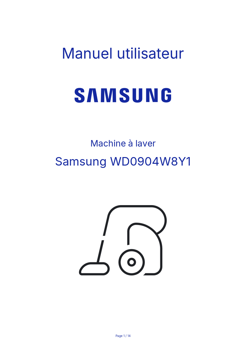 Page n°1 - Manuel utilisateur Samsung WD0904W8Y1