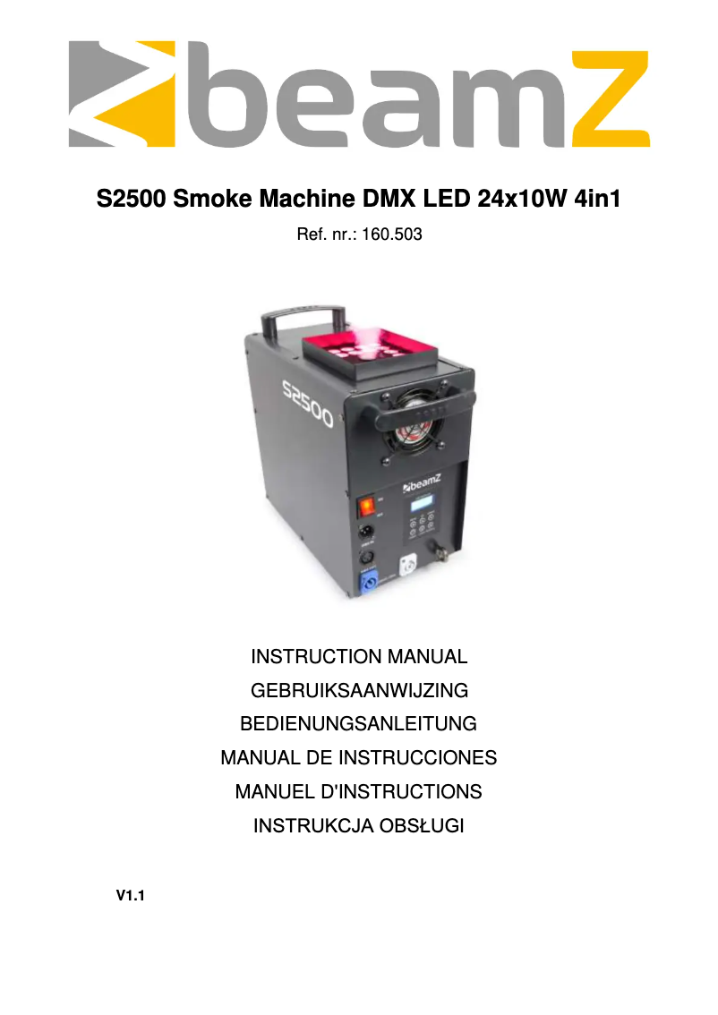 Page n°1 - Manuel utilisateur BeamZ S2500