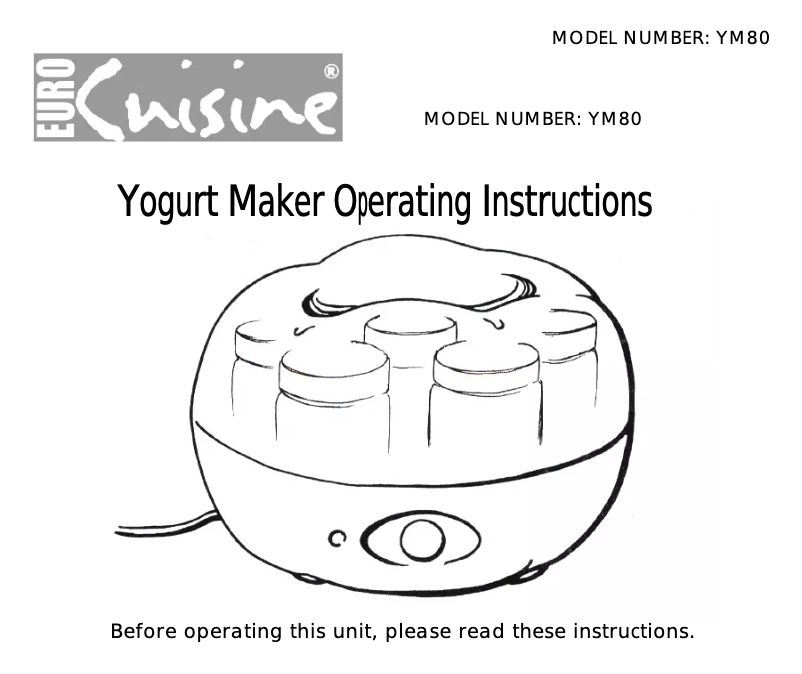 Página 1 del manual Manual de usuario EuroCuisine YM80