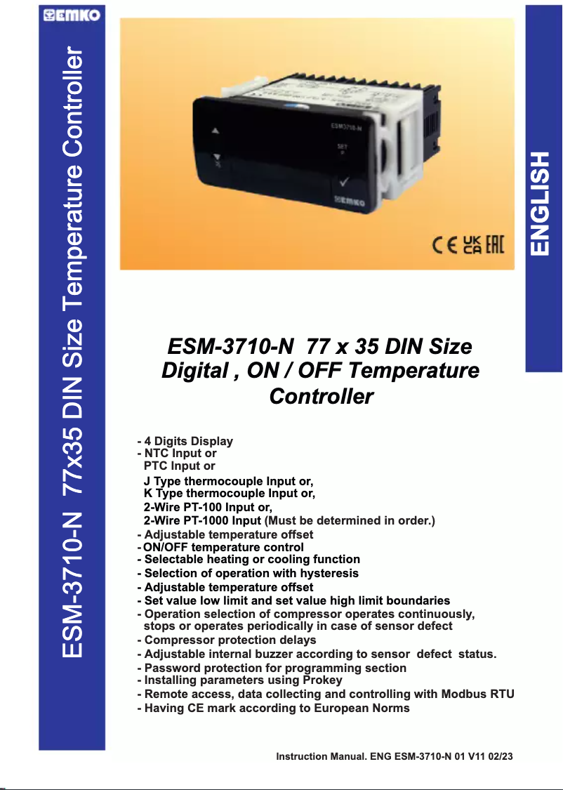 Página 1 del manual Manual de usuario Emko ESM-3710-N