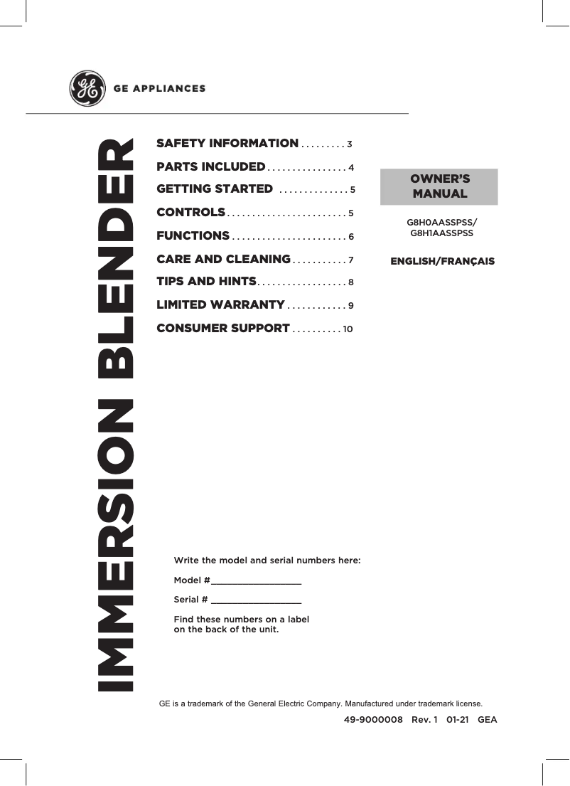 Image de la première page du manuel de l'appareil G8H1AASSPSS