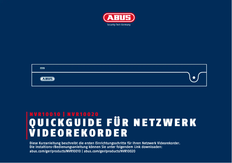 Page 1 de la notice Manuel utilisateur Abus NVR10020