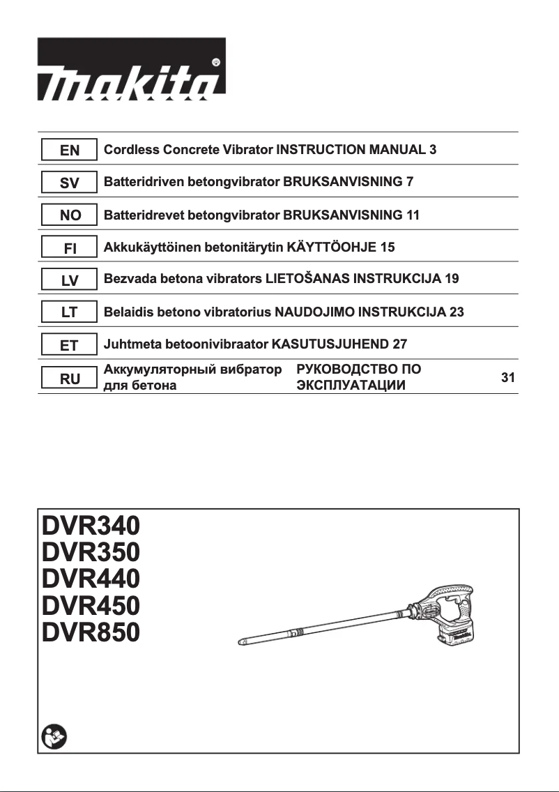 Page n°1 - Manuel utilisateur Makita DVR350
