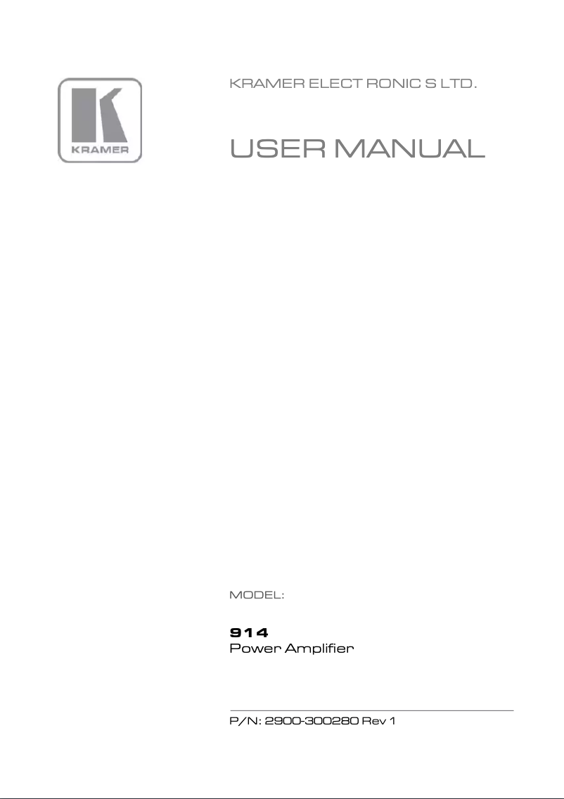 Page n°1 - Manuel utilisateur Kramer 914