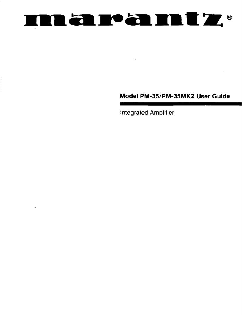 Page n°1 - Manuel utilisateur Marantz PM-35